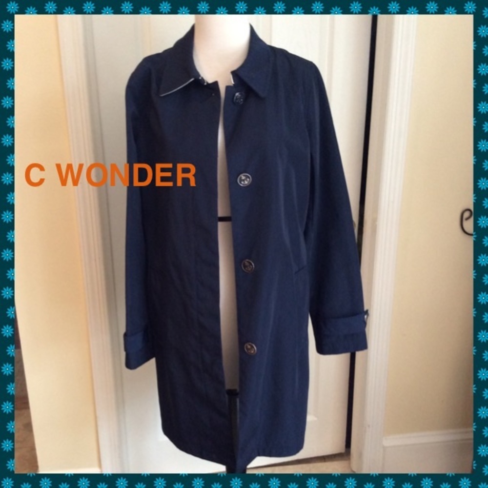 Worn Once!   C WONDER Navy Rain Coat